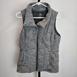 The North Face Quilted Puffer Vest Heather Gray Med Funnel Neck Active Gorpcore